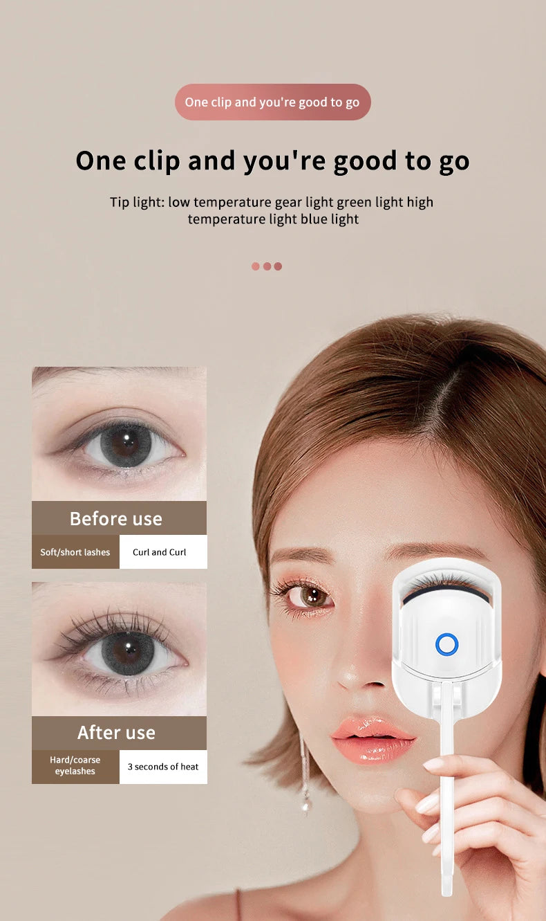 Eyelash curler fashion electric eyelash curler USB fast heating long-lasting curling eyelashes electric comb eyelash curler